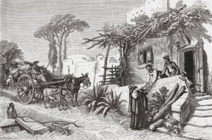 Mendicantbröder nära Neapel i Italien i slutet av 1800-talet. Från Italian Pictures av Rev. Samuel Manning, publicerad ca 1890. av Reverend Samuel Manning