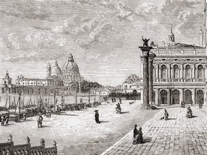 Piazza San Marco eller Markusplatsen, Venedig, Italien i slutet av 1800-talet. Från Italian Pictures av Rev. Samuel Manning, publicerad ca 1890.