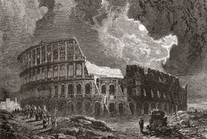 Colosseum, Rom, Italien i månsken, i slutet av 1800-talet. Från Italian Pictures av Rev. Samuel Manning, utgiven ca 1890. av Reverend Samuel Manning