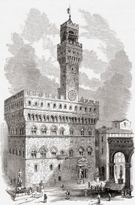 Palazzo Vecchio, Florens, Toscana, Italien i slutet av 1800-talet. Från Italian Pictures av Rev. Samuel Manning, publicerad ca 1890. av Reverend Samuel Manning