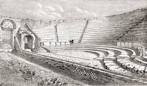 Den lilla teatern, Pompeji, Neapel, Italien Från Italian Pictures av Rev. Samuel Manning, utgiven ca 1890. av Reverend Samuel Manning