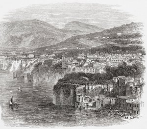 Vy över Sorrento, Kampanien, södra Italien, i slutet av 1800-talet. Från Italian Pictures av Rev. Samuel Manning, utgiven ca 1890. av Reverend Samuel Manning