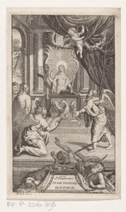 Fader Tid avslöjar historia J. Huebners politiska historia (titel på objekt) Titelsida för: Johann Hübner, Kortfattade frågor ur politisk historia, 1722 av Reynier Blokhuysen
