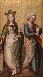 De heliga Barbara och Maria Magdalena av Rhenish Master
