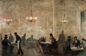 Caféet, ca. 1860-65 (olja på plåt) av Ricardo Balaca y Canseco