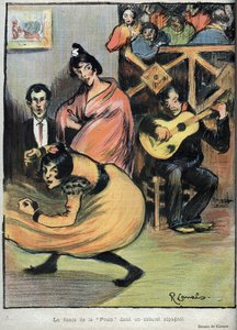 Hönans dans i en spansk kabaré - teckning av R. Canals i Le Rire de 1898 -