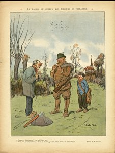 Illustration av Ricardo Flores (1878-1918) i Le Lire, 04/01/13 - Orsaken till den som dricker är alltid den bästa - Kampanj, Barndom, Jaktjägare, Katedraler Kyrkor, Alkoholalkoholism av Ricardo Flores