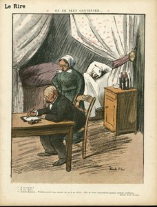 Illustration av Ricardo Flores (1878-1918) i Le Lire, 08/02/13 - Man kan inte tillfredsställa - Medicin, Arkitektur interieure av Ricardo Flores
