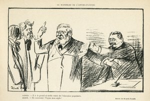 Illustration av Ricardo Flores (1878-1918) i Le Rire, 27/07/12 - Antimilitarismens Waterloo - Antimilitarism - Jaures Jean, Herve Gustave (1871-1944) av Ricardo Flores