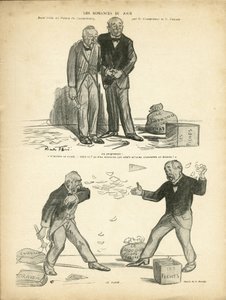 Illustration av Ricardo Flores (1878-1918) i Le Rire, 28/12/12 - Dagens romantik - Case of Panama, Case of Records, Repression - Million of the Chartreux - Combes Emile (1835-1921), Clemenceau George av Ricardo Flores