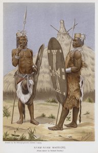 Nyam-Nyam Warriors (chromolitho) av Richard (after) Buchta