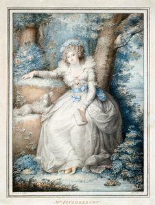 Mrs Fitzherbert (färg litho) av Richard (after) Cosway