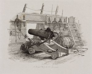 "A Brig of Wars 12 punds karronad" av John Pardon