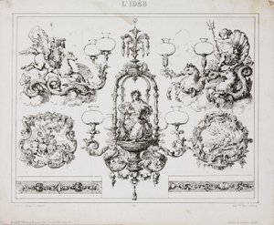 Gas- eller oljekronor, Paris, Frankrike, c 1860 av John Pardon