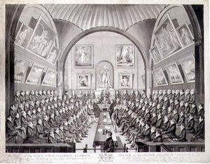 Lord Mayor, Aldermen and Common Council i Council Chamber Guildhall, London, graverad av Thomas Sutherland (f.c.1785) publicerad 1825 (lito) av Richard (after) Dighton