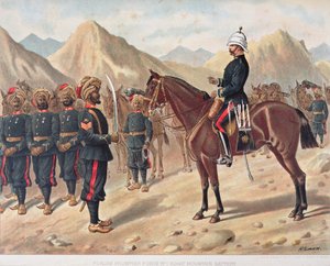 Punjab Frontier Force No.1 Kohat Mountain Battery, 1880-talets anglo-indiska armé (lito i färg)