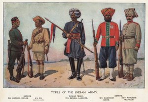 Soldater från den indiska armén (färg litho) av Richard (after) Simkin