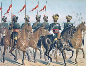 The 2ND Bombay Lancers, recensionsorder, Anglo-Indian Army of the 1880s (color litho)