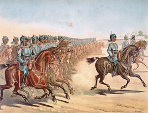 The 3rd Madras Light Cavalry, översynsordning, Anglo-Indian Army of the 1880s (color litho)