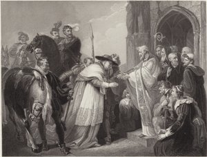 Kardinal Wolsey vid Leicester Abbey (gravyr)