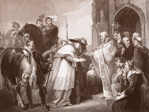 Kardinal Wolsey vid Leicester Abbey, graverad av R. Walther (litho)