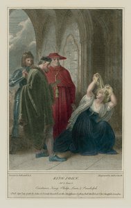 Illustration till Shakespeares King John, akt III, scen 4 (färgad gravyr)