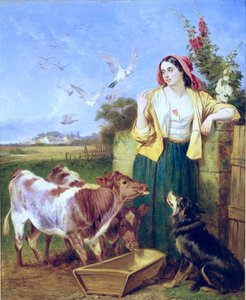 Feeding the Calves (olja på duk) av Richard Ansdell