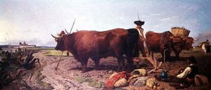 Plöjning i Spanien, middagsvila med Sevilla bortom av Richard Ansdell