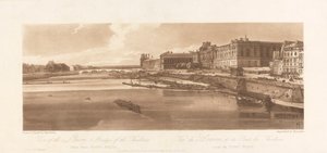 Utsikt över Louvren och Thuilleries bron, tagen från Pont Neuf. 1802; Plåt 2 från Views in Paris, Emanuel Volume Tracing av plattan, B1981.25.2613