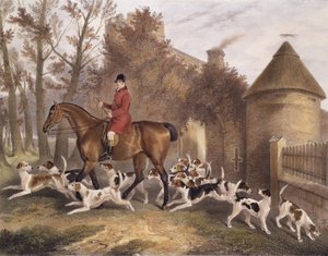 W. Sebright, Huntsman to the Milton Hounds, graverad av J.W. Giles, 1839