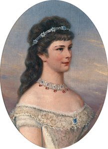 Porträtt av Elisabeth av Bayern med Diadem