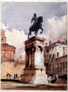 Ridstaty av Colleoni de Verrocchio i Venedig, torget i kyrkan San Giovanni och Paolo. Akvarell av Richard Parkes Bonington (1801-1828) 1800-talets Paris, Louvren