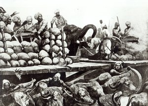 Slaget vid Plassey, 23 juni 1757 (litho)