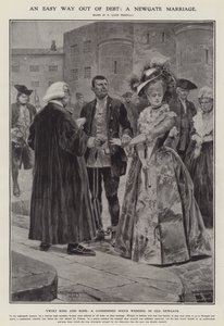 En enkel väg ut ur skulden: ett Newgate-äktenskap (litho) av Richard Caton II (after) Woodville
