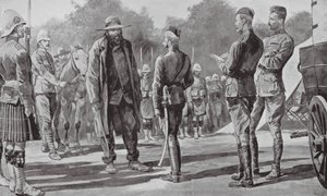 Kommendant Cronje kapitulerar för Lord Roberts (litografi) av Richard Caton II (after) Woodville