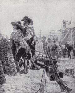 Grundandet av Fort St George, Madras, av Francis Day från Ostindiska kompaniet av Richard Caton II (after) Woodville