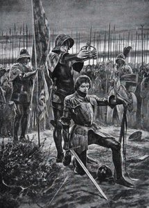 Henry VII krönt i Bosworth, illustration från 