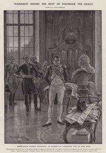 Napoleon före bysten av Fredrik den store (litho) av Richard Caton II (after) Woodville