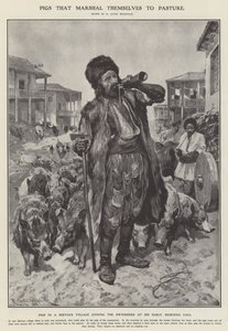 Grisar som drar sig till bete (litho) av Richard Caton II (after) Woodville