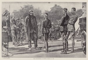Överlämnandet av Cronje, 27 februari 1900 (litho) av Richard Caton II (after) Woodville