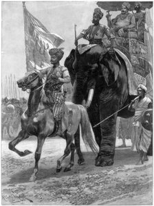 Ankomst av Nawab Siraj Ud Daulah före Clives position, Indien, 1757, 1893.