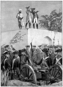 Clive på taket av Nawab Siraj Ud Daulahs jaktstuga, Indien, 1757, 1893.