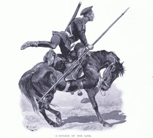 En kosack av linjen, illustration från Cassells History of the Russian-Japanese War Vol 1, c.1900