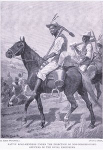 Native road menders, från After Pretoria: The Guerilla War publicerad av Harmsworth Bros Limited, 1901