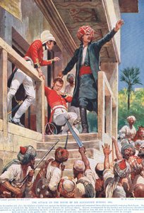 Attacken mot Sir Alexander Burnes hus, ca 1910 av Richard Caton Woodville