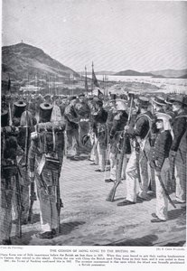 Överlåtelsen av Hong Kong till britterna, 1841, illustration från 