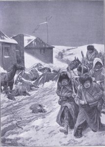 Den oändliga marschen österut: En välbekant syn på vägen, illustration från Cassells History of the Russo-Japanese War Vol 1, c.1900 av Richard Caton Woodville