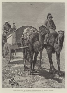 Genom Mongoliet, med den ryska tunga posten över Gobi, vår karavan mitt i öknen.