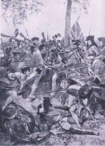 Slaget vid Ramilles, 23 maj 1706: Irländska regementets attack, illustration från British Battles on Land and Sea, 1915 av Richard Caton Woodville junior