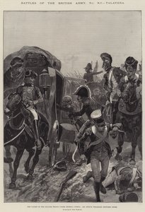 Slaget om den brittiska armén, Talavera, de spanska truppernas flykt under general Cuesta, Sir Arthur Wellesley återställer ordningen av Richard Caton Woodville junior
